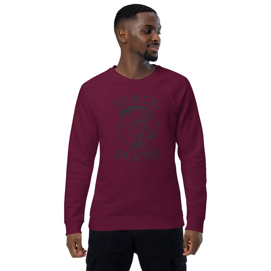 Black Death Unisex Organic Raglan Sweatshirt
