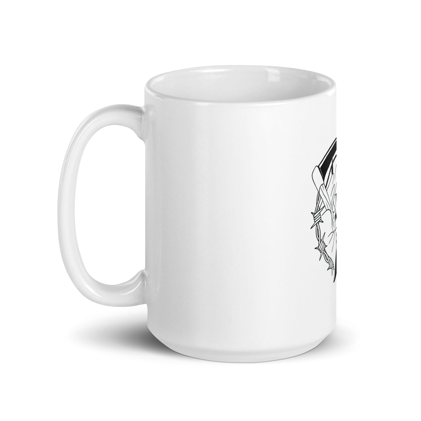 Black Death White Glossy Mug